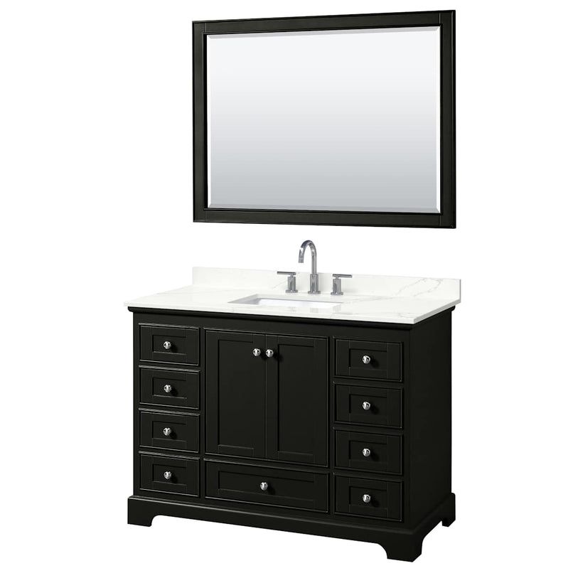 Deborah 48" Free Standing Single Basin Vanity Set with Cabinet, Quartz Vanity Top, and Framed Mirror - image 2