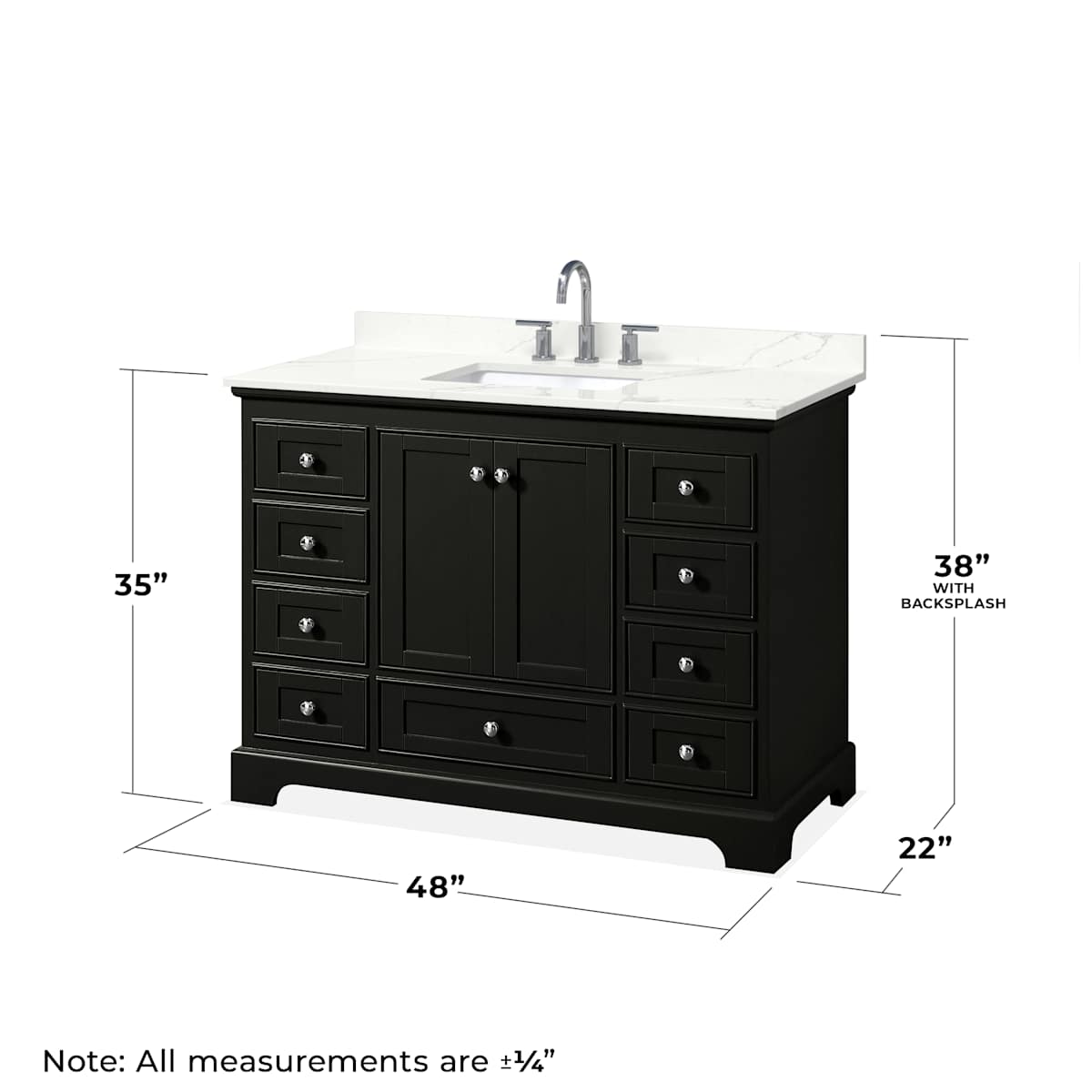 Deborah 48" Free Standing Single Basin Vanity Set with Cabinet, Quartz Vanity Top, and Framed Mirror