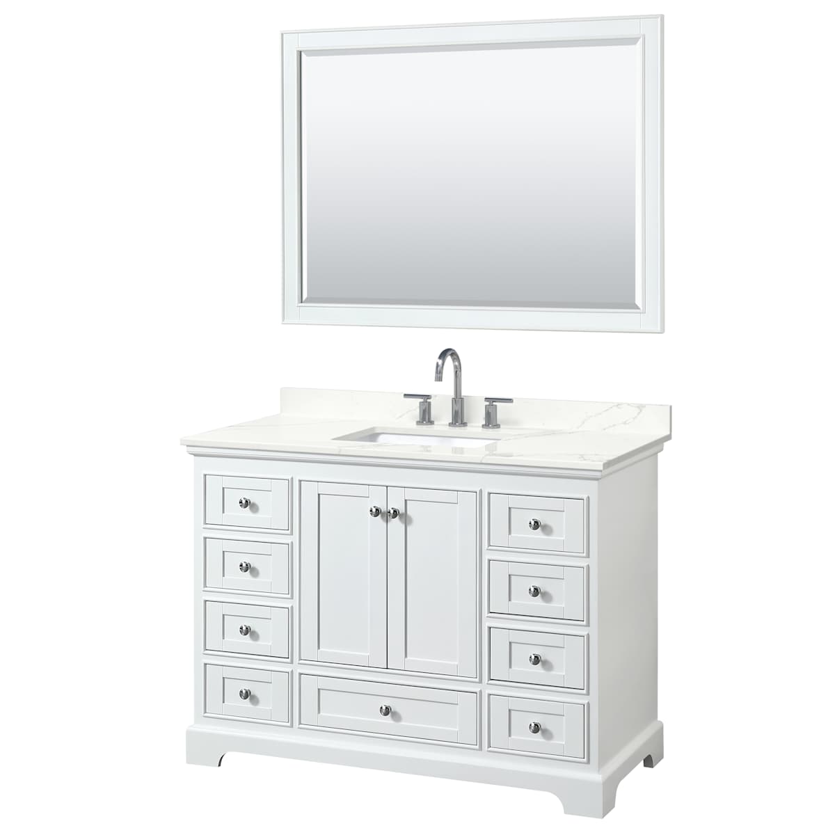 Deborah 48" Free Standing Single Basin Vanity Set with Cabinet, Quartz Vanity Top, and Framed Mirror - image 10