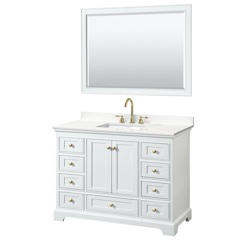 Deborah 48" Free Standing Single Basin Vanity Set with Cabinet, Quartz Vanity Top, and Framed Mirror - image 11