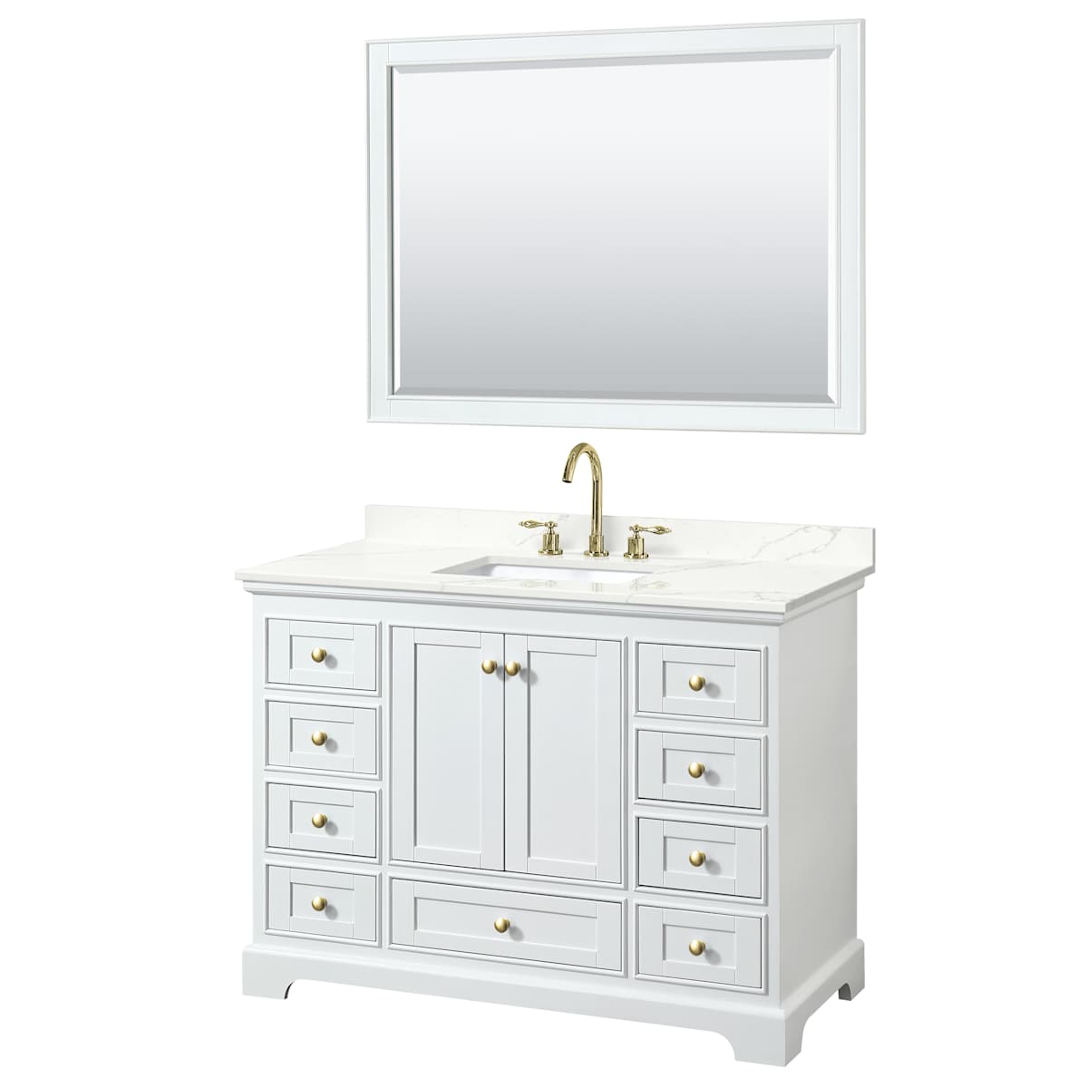 Deborah 48" Free Standing Single Basin Vanity Set with Cabinet, Quartz Vanity Top, and Framed Mirror - image 12