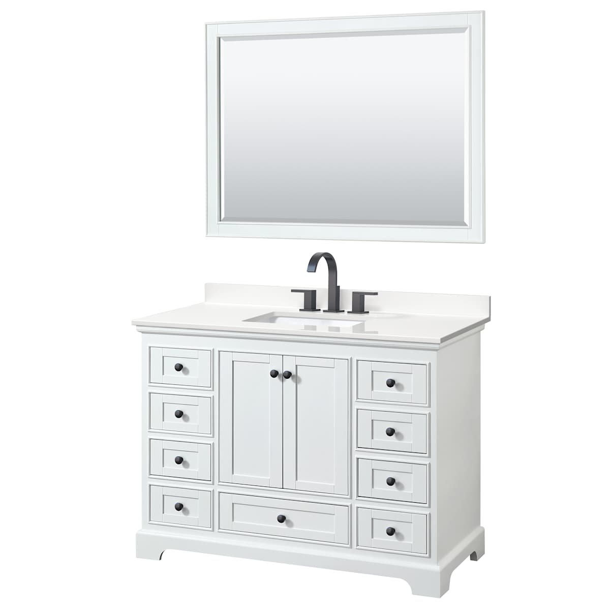 Deborah 48" Free Standing Single Basin Vanity Set with Cabinet, Quartz Vanity Top, and Framed Mirror - image 13