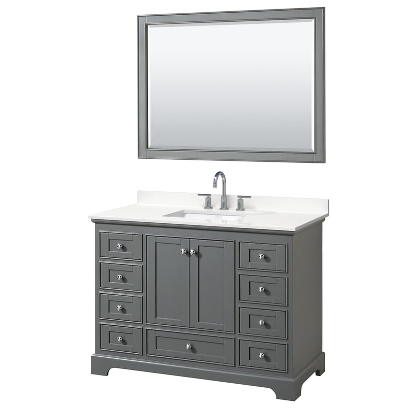 Deborah 48" Free Standing Single Basin Vanity Set with Cabinet, Quartz Vanity Top, and Framed Mirror - image 15