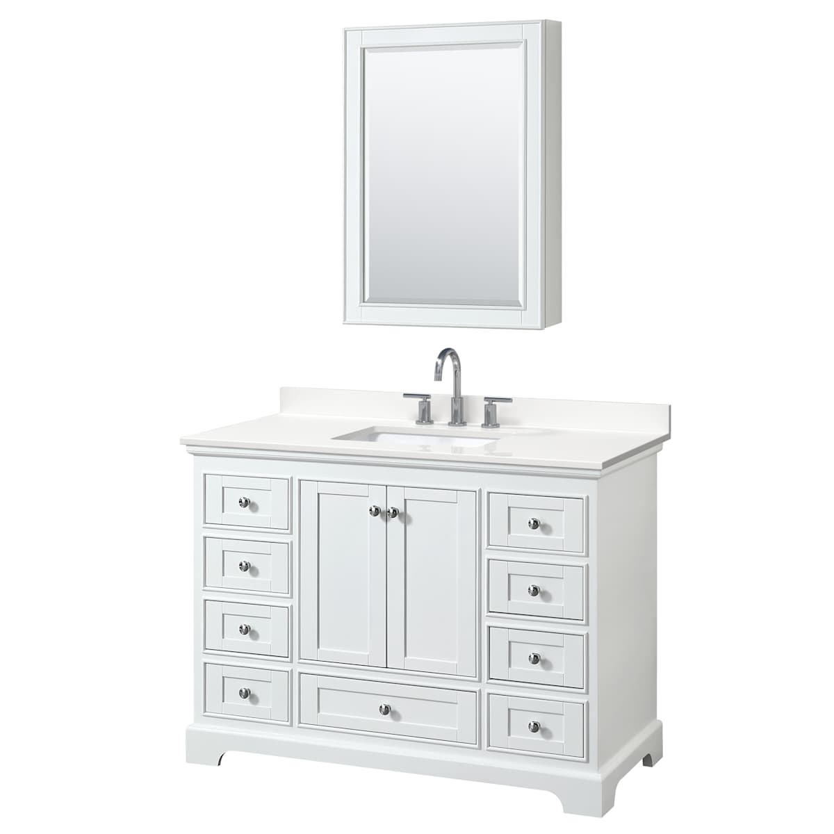 Deborah 48" Free Standing Single Basin Vanity Set with Cabinet, Quartz Vanity Top, and Medicine Cabinet