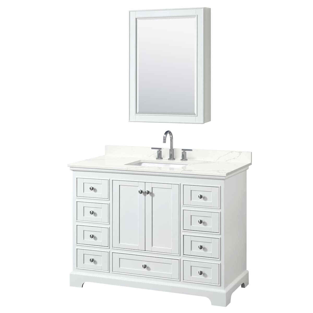 Deborah 48" Free Standing Single Basin Vanity Set with Cabinet, Quartz Vanity Top, and Medicine Cabinet