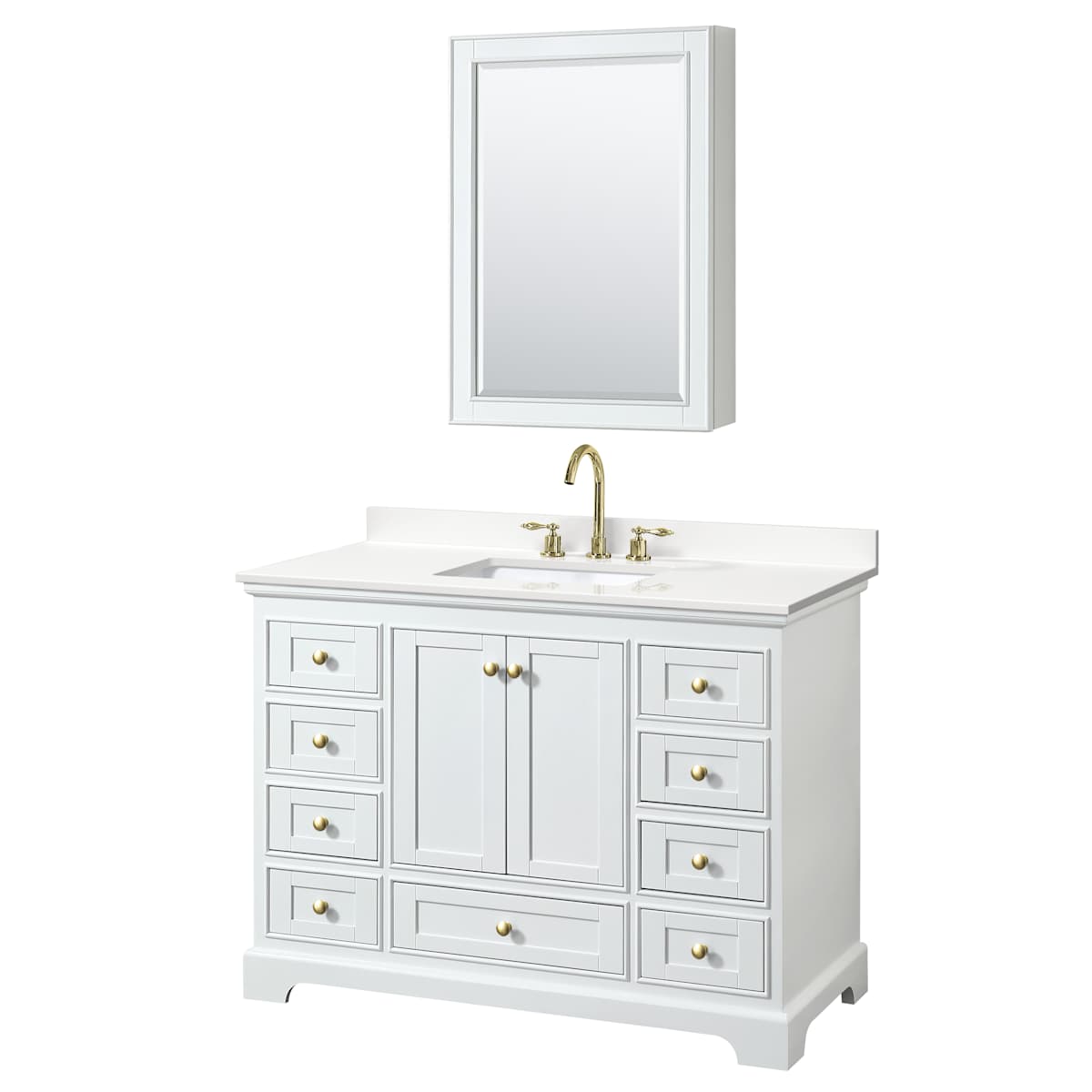 Deborah 48" Free Standing Single Basin Vanity Set with Cabinet, Quartz Vanity Top, and Medicine Cabinet