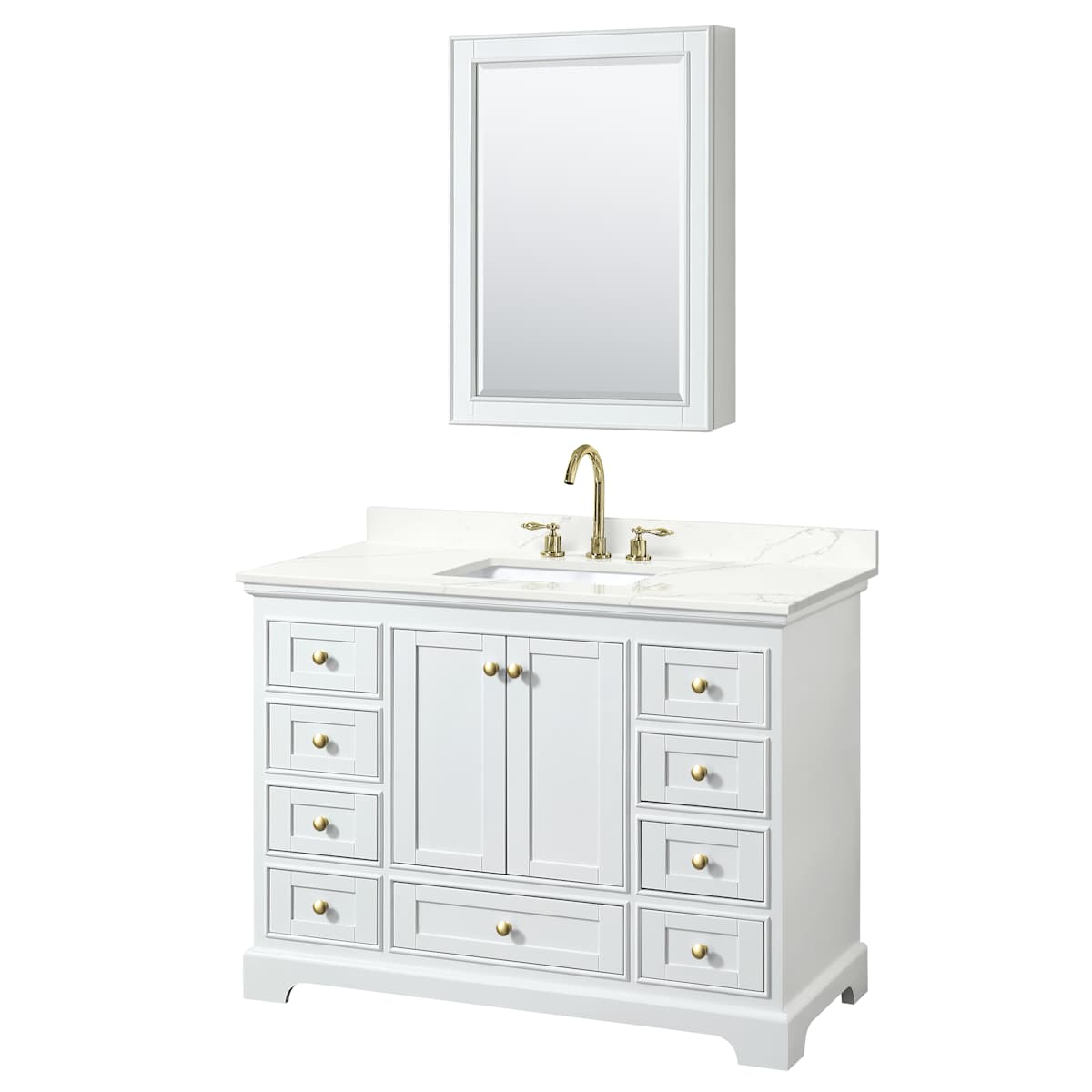 Deborah 48" Free Standing Single Basin Vanity Set with Cabinet, Quartz Vanity Top, and Medicine Cabinet