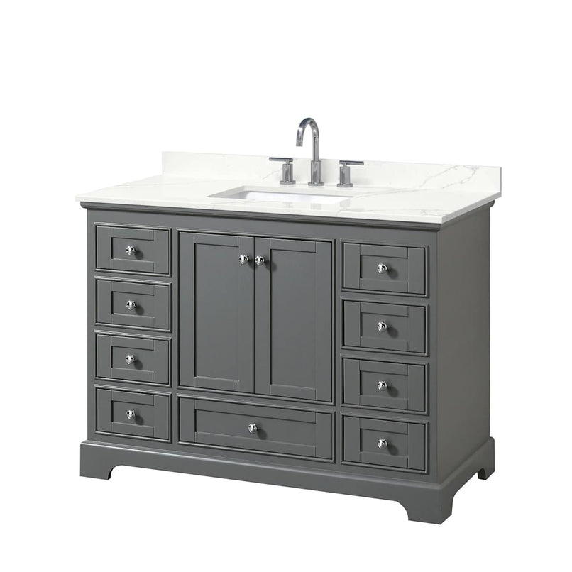 Deborah 48" Free Standing Single Basin Vanity Set with Cabinet and Quartz Vanity Top - image 15