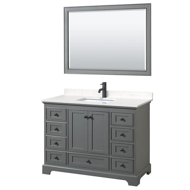 Deborah 48" Free Standing Single Basin Vanity Set with Cultured Marble Vanity Top and Framed Mirror - image 2