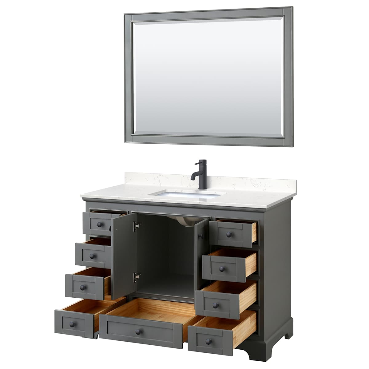 Deborah 48" Free Standing Single Basin Vanity Set with Cultured Marble Vanity Top and Framed Mirror
