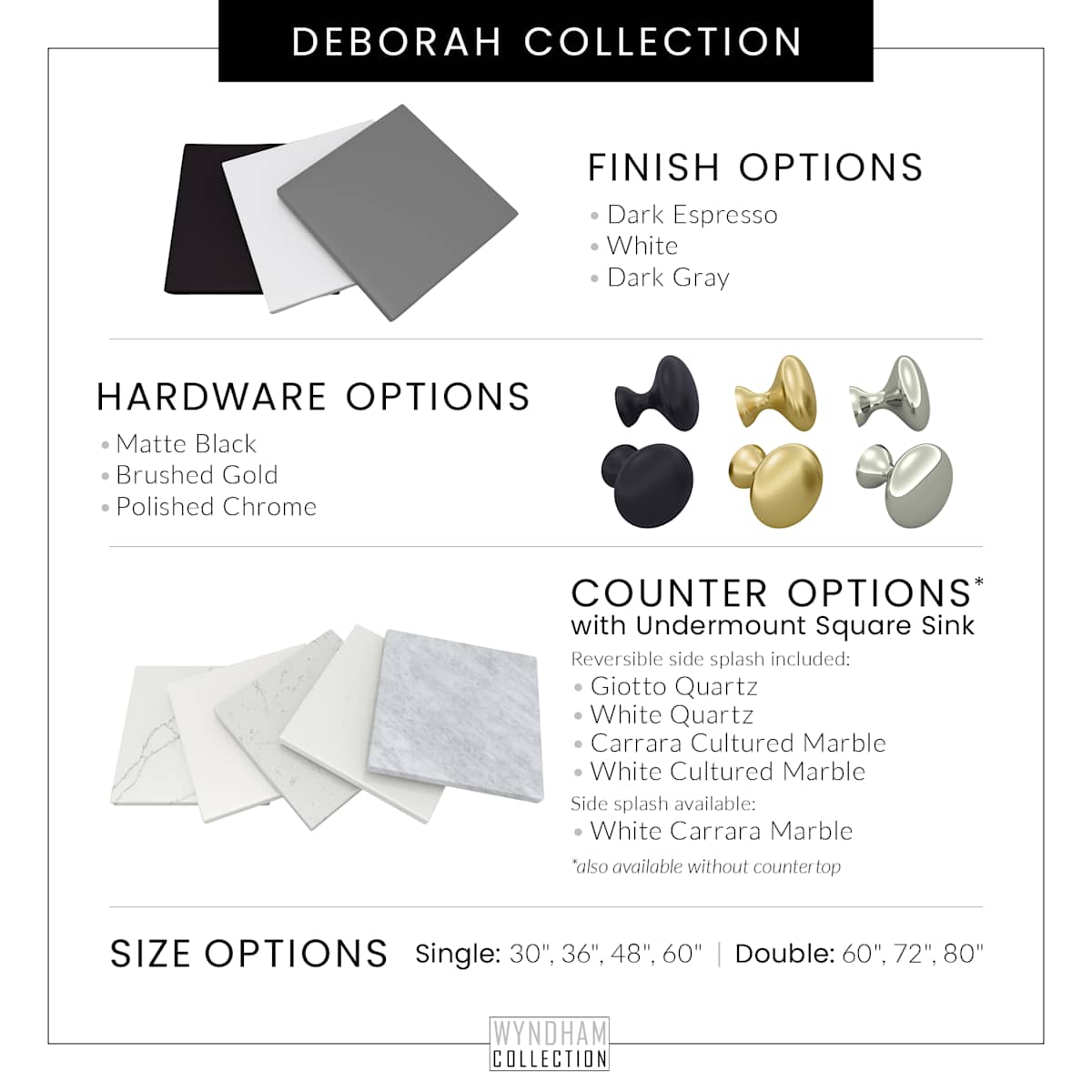 Deborah 48" Free Standing Single Basin Vanity Set with Cultured Marble Vanity Top and Framed Mirror