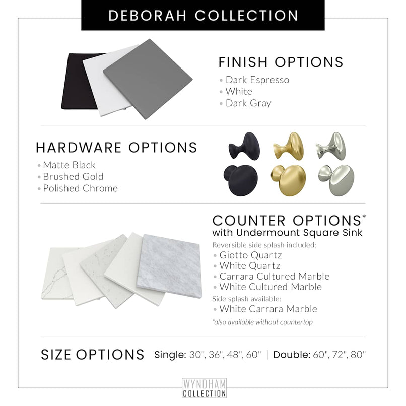 Deborah 48" Free Standing Single Basin Vanity Set with Cultured Marble Vanity Top and Framed Mirror - image 7