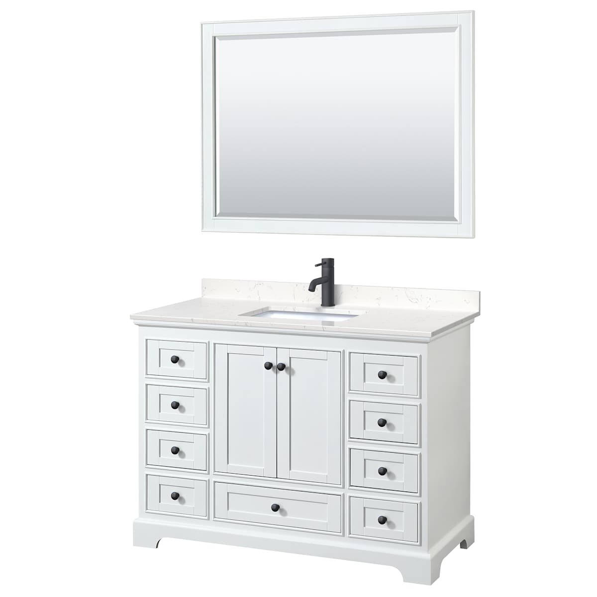 Deborah 48" Free Standing Single Basin Vanity Set with Cultured Marble Vanity Top and Framed Mirror - image 8