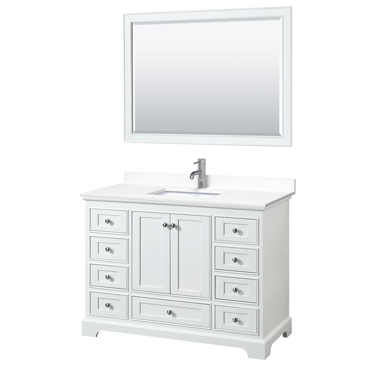 Deborah 48" Free Standing Single Basin Vanity Set with Cultured Marble Vanity Top and Framed Mirror