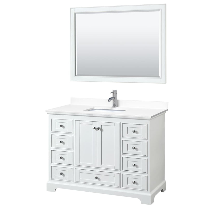 Deborah 48" Free Standing Single Basin Vanity Set with Cultured Marble Vanity Top and Framed Mirror - image 10