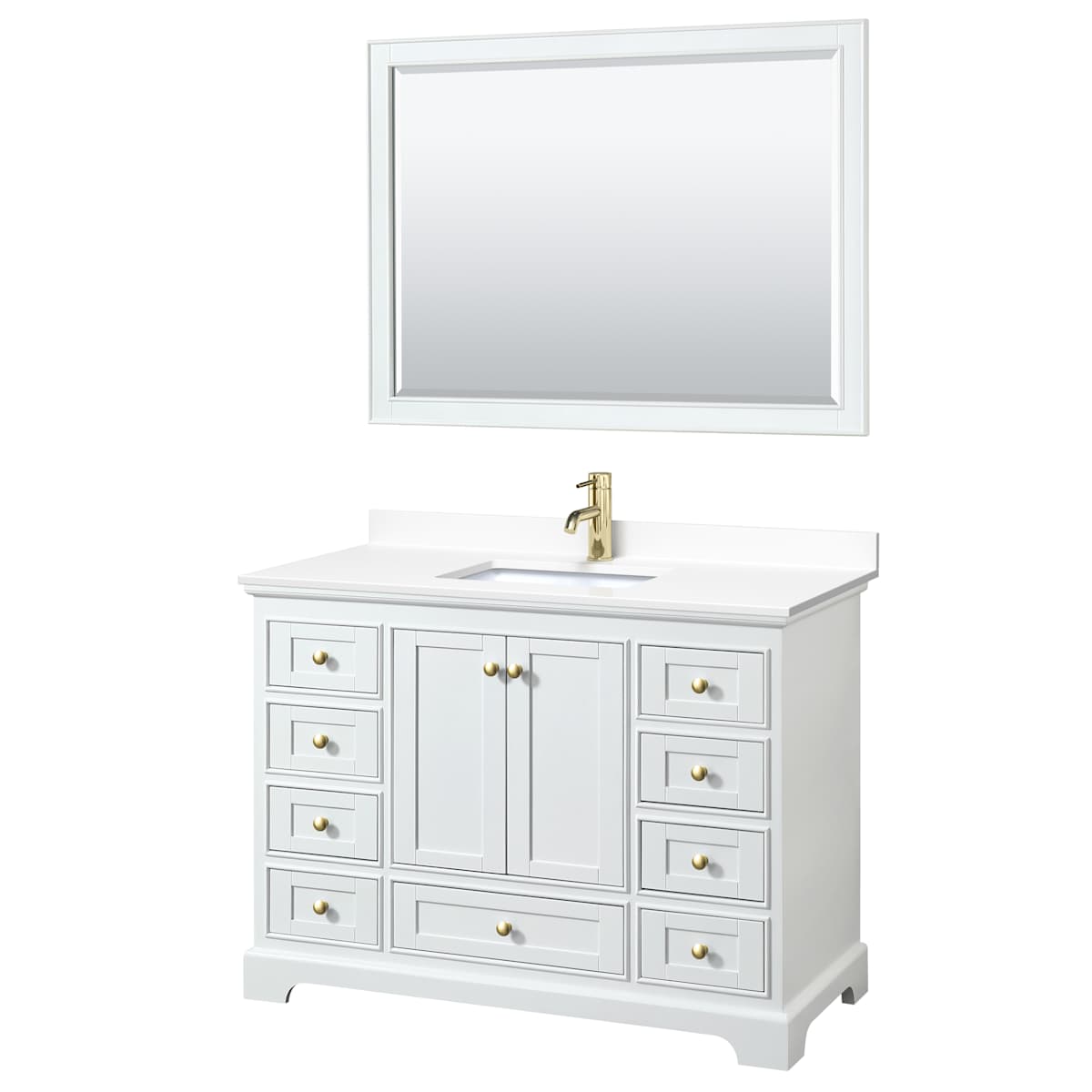 Deborah 48" Free Standing Single Basin Vanity Set with Cultured Marble Vanity Top and Framed Mirror
