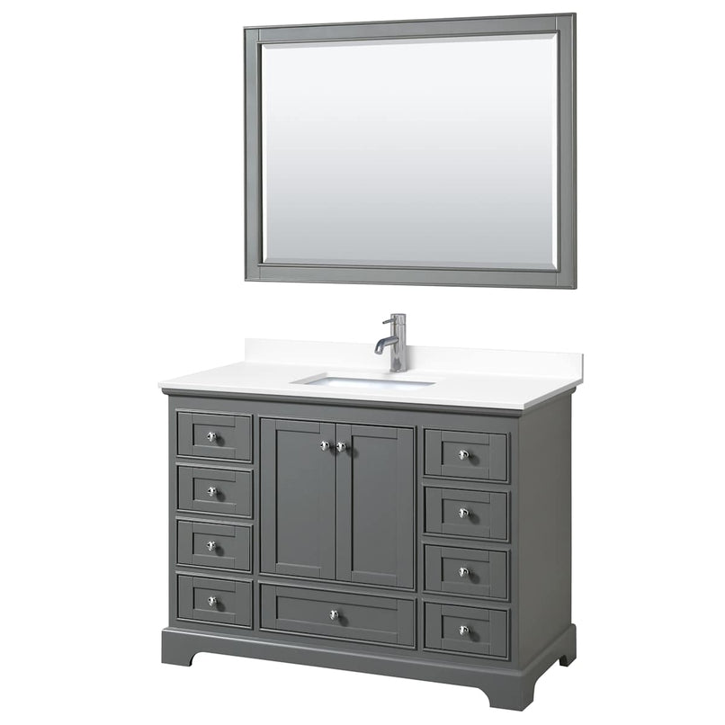 Deborah 48" Free Standing Single Basin Vanity Set with Cultured Marble Vanity Top and Framed Mirror - image 15