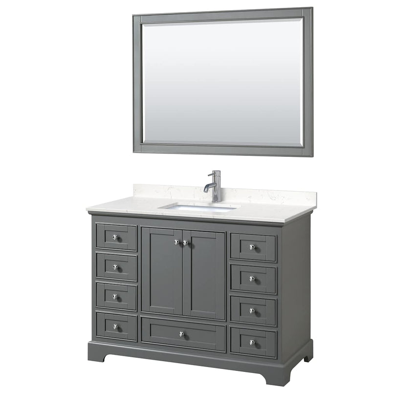 Deborah 48" Free Standing Single Basin Vanity Set with Cultured Marble Vanity Top and Framed Mirror - image 16