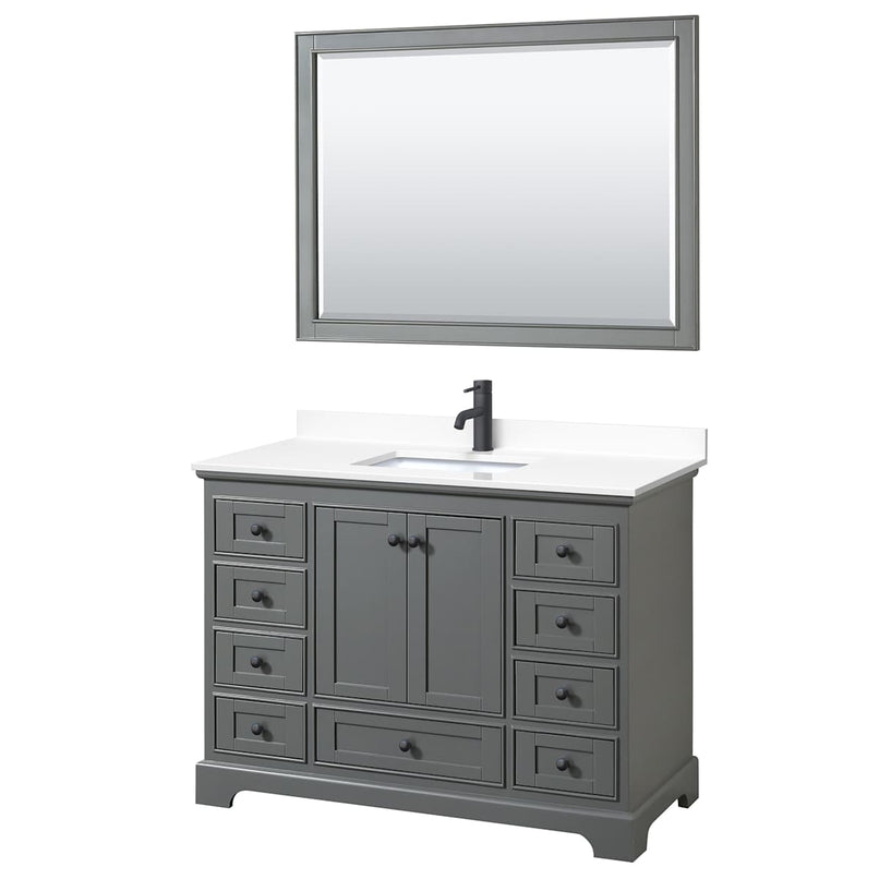Deborah 48" Free Standing Single Basin Vanity Set with Cultured Marble Vanity Top and Framed Mirror - image 17
