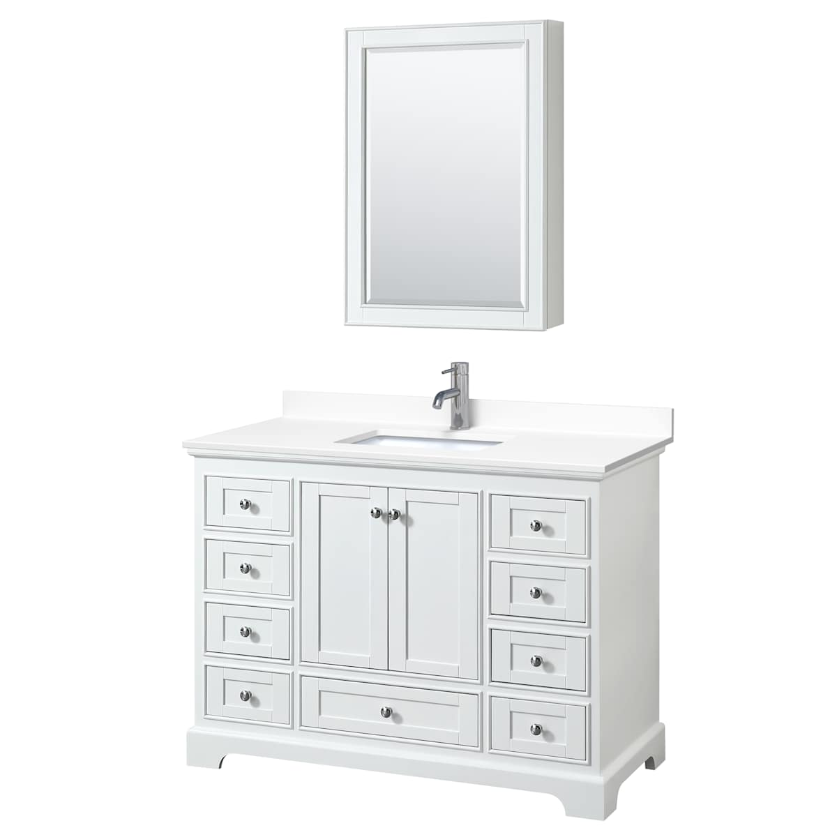 Deborah 48" Free Standing Single Basin Vanity Set with Cultured Marble Vanity Top and Framed Mirror
