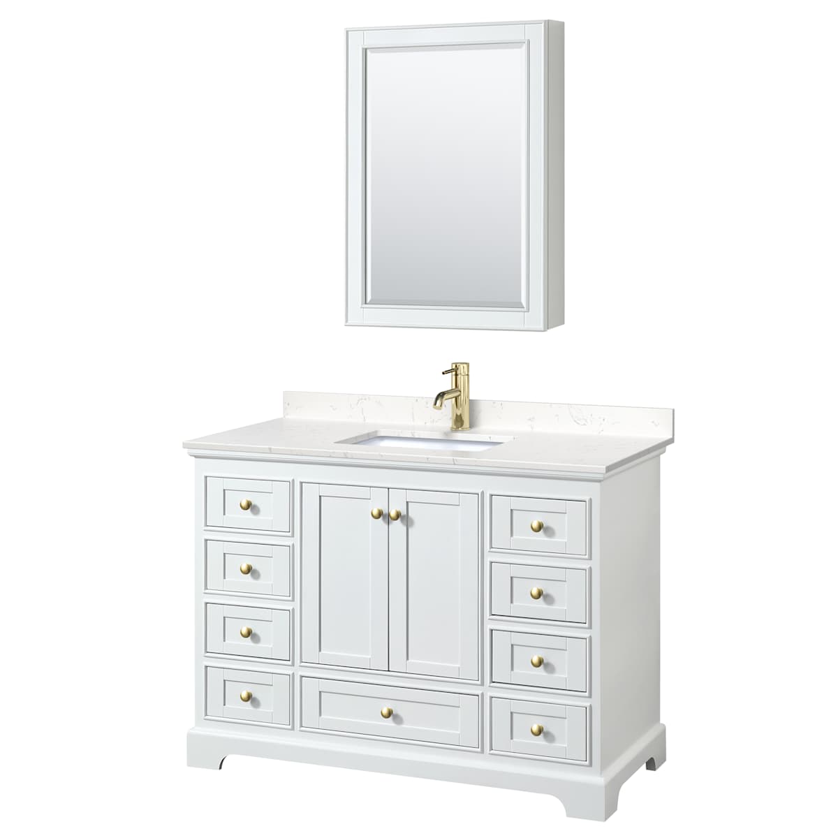 Deborah 48" Free Standing Single Basin Vanity Set with Cultured Marble Vanity Top and Framed Mirror