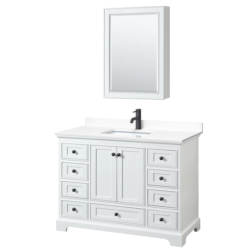 Deborah 48" Free Standing Single Basin Vanity Set with Cultured Marble Vanity Top and Framed Mirror - image 13