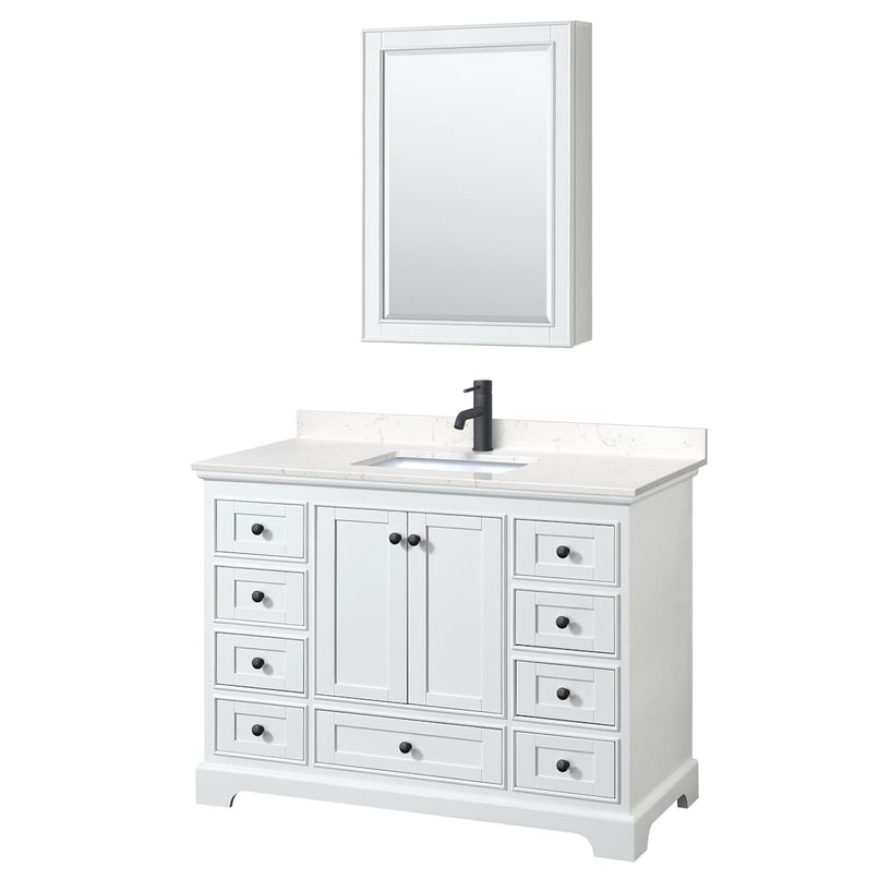 Deborah 48" Free Standing Single Basin Vanity Set with Cultured Marble Vanity Top and Framed Mirror - image 14