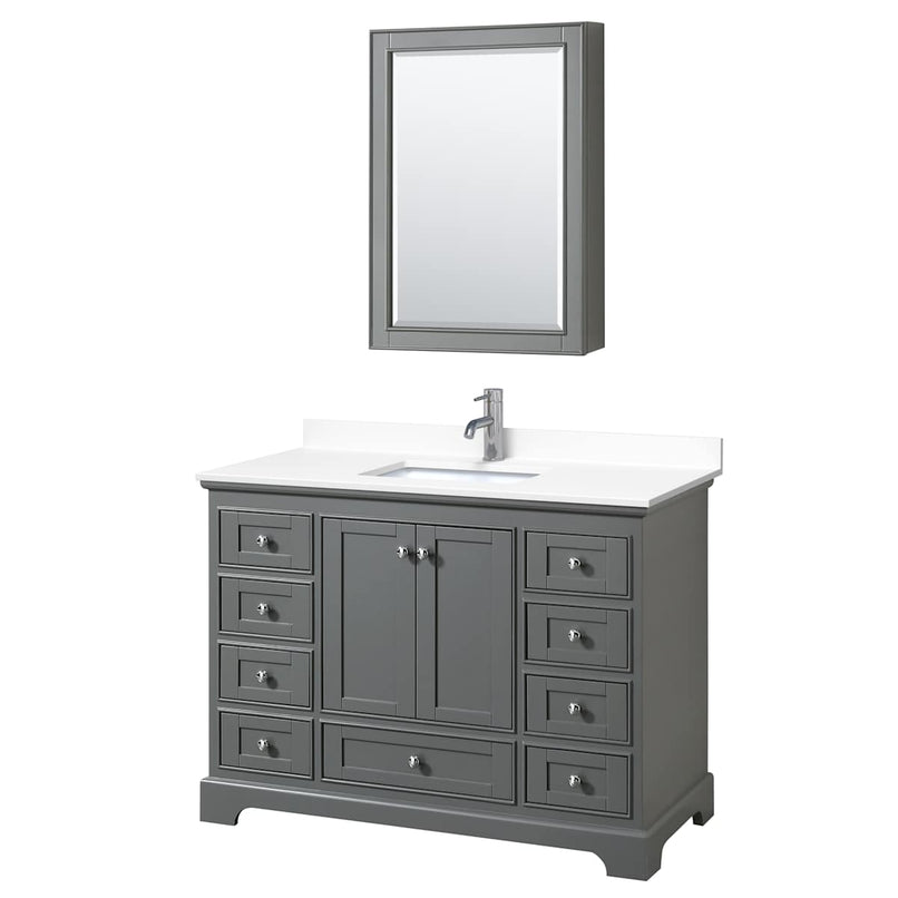 Deborah 48" Free Standing Single Basin Vanity Set with Cultured Marble Vanity Top and Framed Mirror - image 15