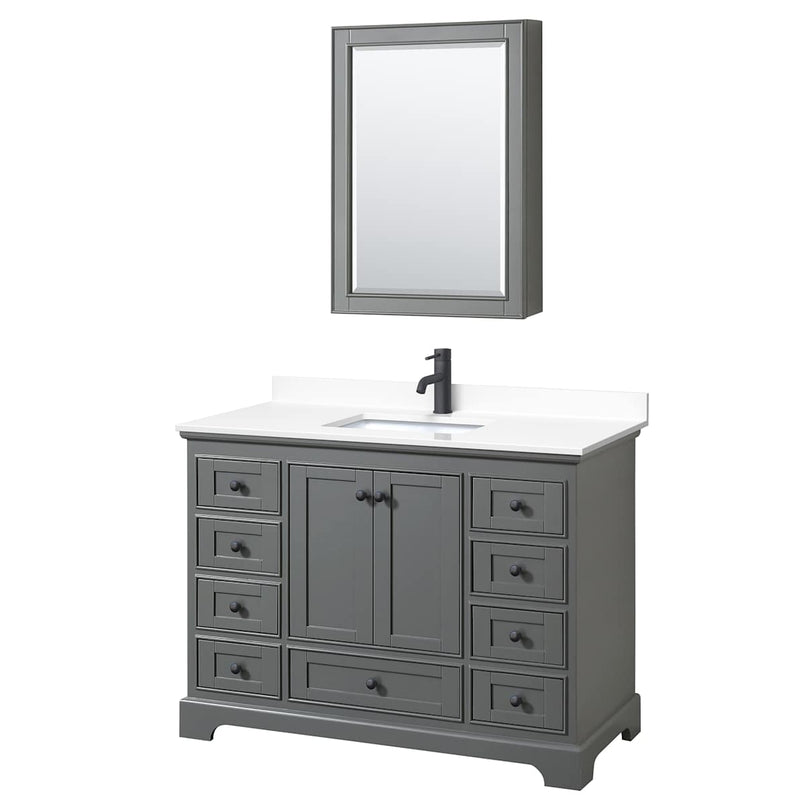 Deborah 48" Free Standing Single Basin Vanity Set with Cultured Marble Vanity Top and Framed Mirror - image 17