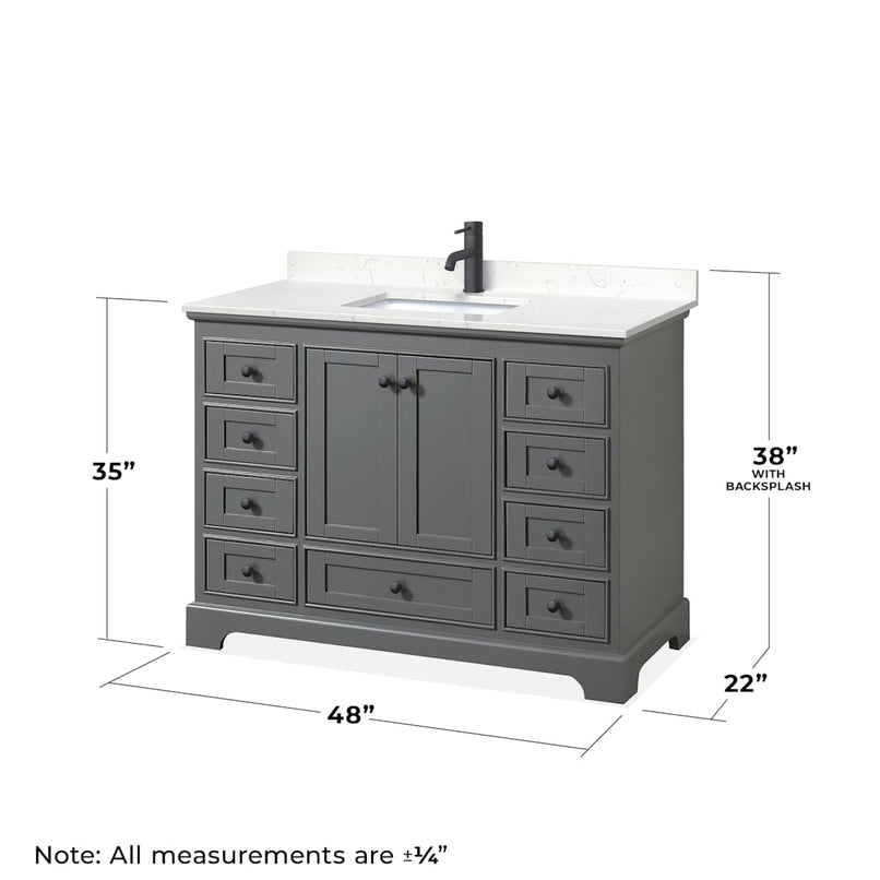 Deborah 48" Free Standing Single Basin Vanity Set with Cultured Marble Vanity Top - image 5