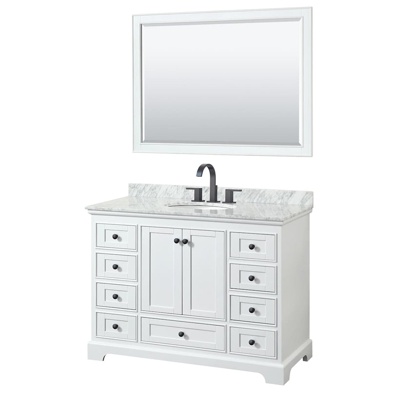 Deborah 48" Free Standing Single Vanity Set with Wood Cabinet, Marble Vanity Top, and Framed Mirror - image 10