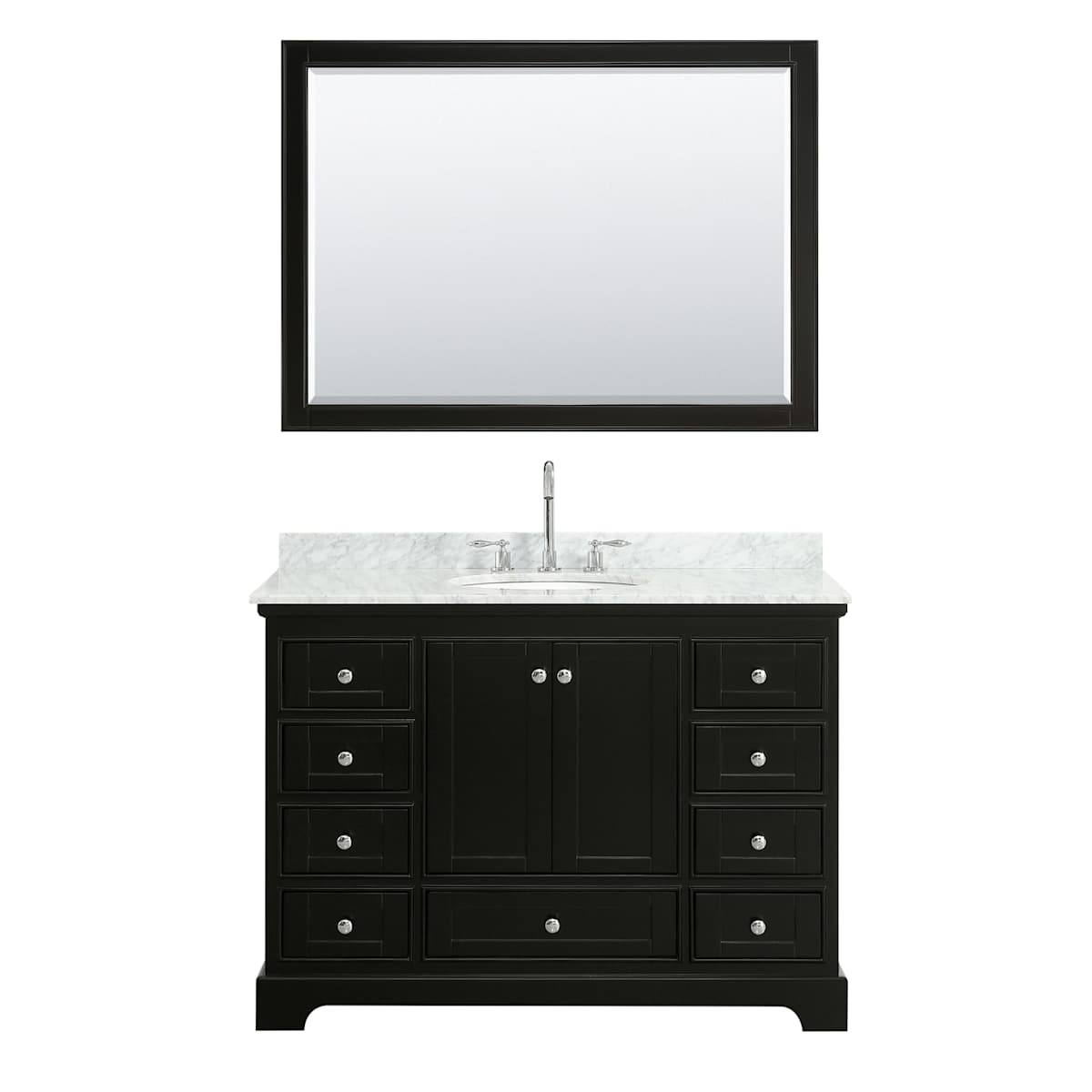 Deborah 48" Free Standing Single Vanity Set with Wood Cabinet, Marble Vanity Top, and Framed Mirror