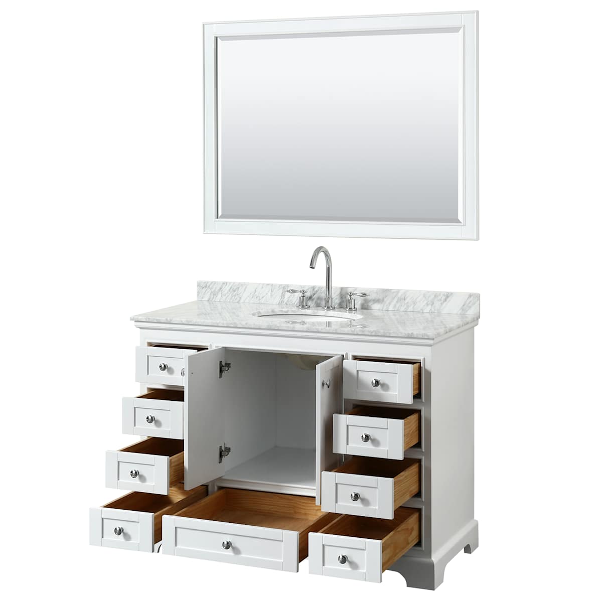 Deborah 48" Free Standing Single Vanity Set with Wood Cabinet, Marble Vanity Top, and Framed Mirror - image 16