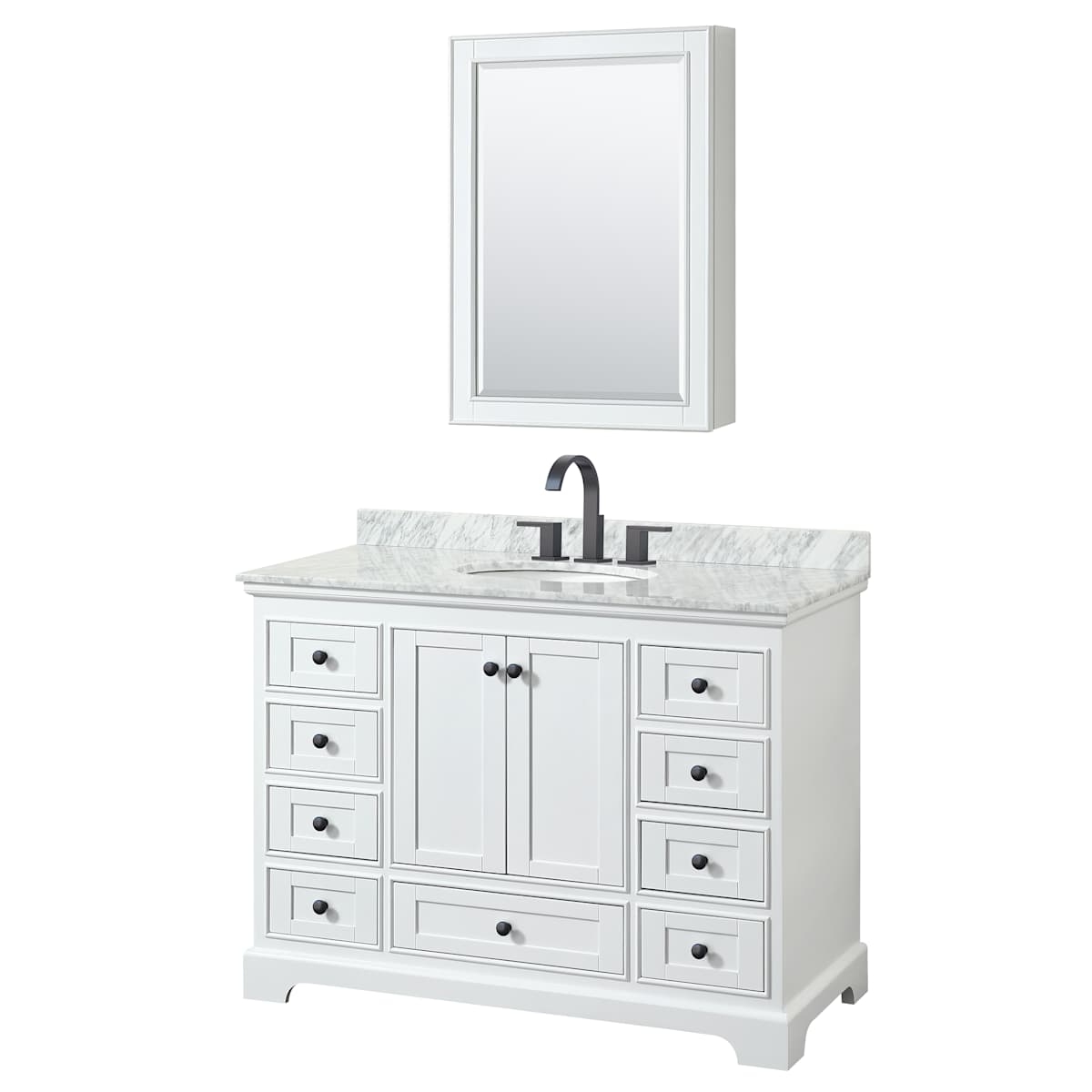 Deborah 48" Free Standing Single Vanity Set with Wood Cabinet, Marble Vanity Top, and Medicine Cabinet