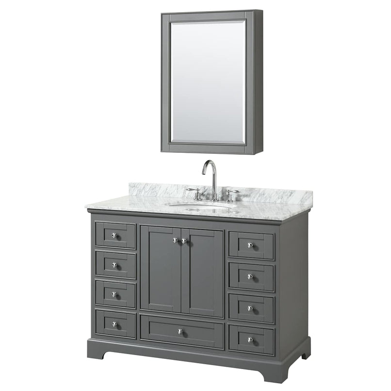 Deborah 48" Free Standing Single Vanity Set with Wood Cabinet, Marble Vanity Top, and Medicine Cabinet - image 17