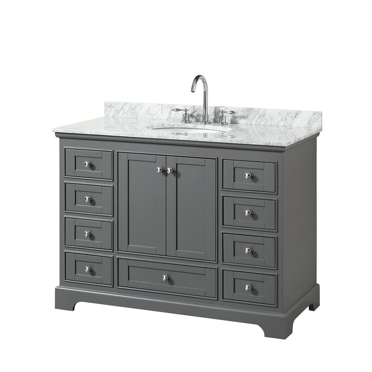 Deborah 48" Free Standing Single Vanity Set with Wood Cabinet and Marble Vanity Top