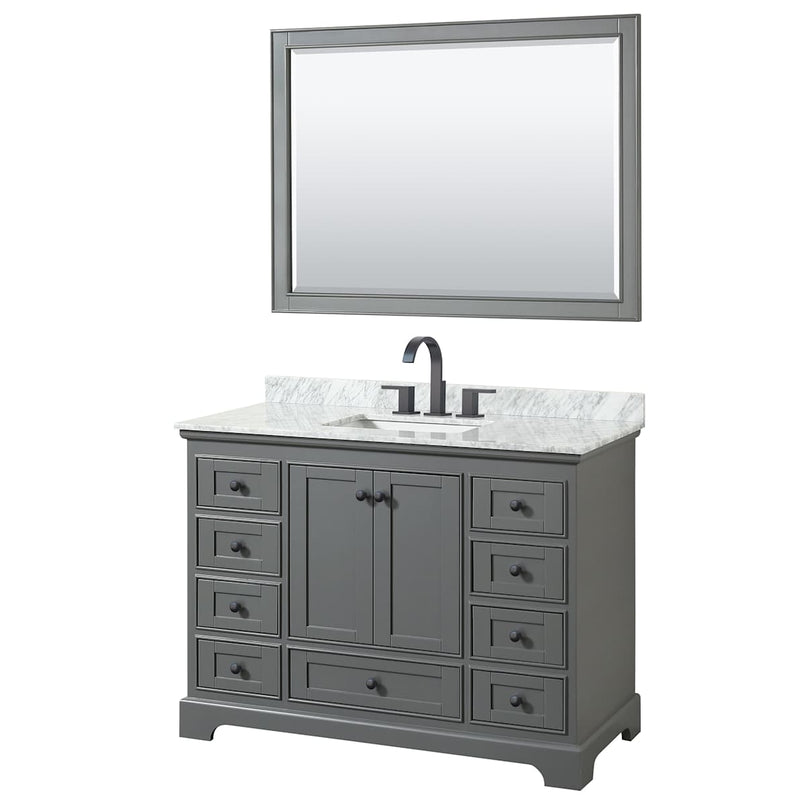 Deborah 48" Free Standing Single Vanity Set with Wood Cabinet, Marble Vanity Top, and Framed Mirror - image 2