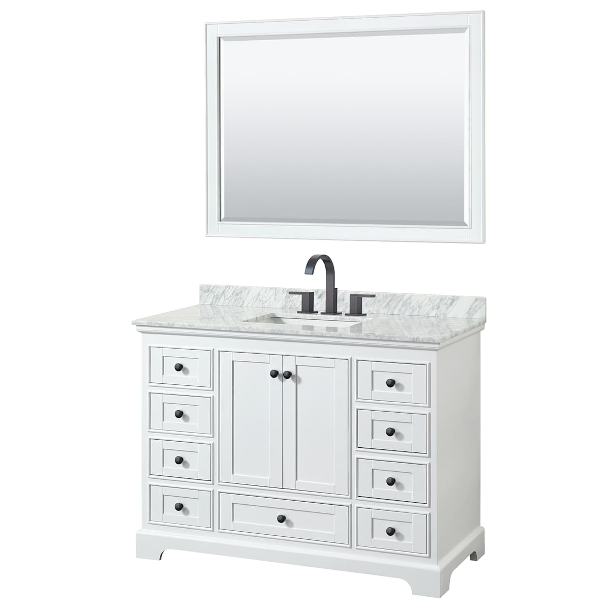 Deborah 48" Free Standing Single Vanity Set with Wood Cabinet, Marble Vanity Top, and Framed Mirror - image 8