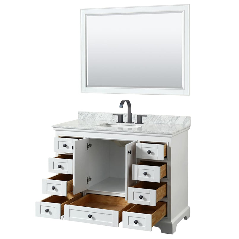 Deborah 48" Free Standing Single Vanity Set with Wood Cabinet, Marble Vanity Top, and Framed Mirror - image 9