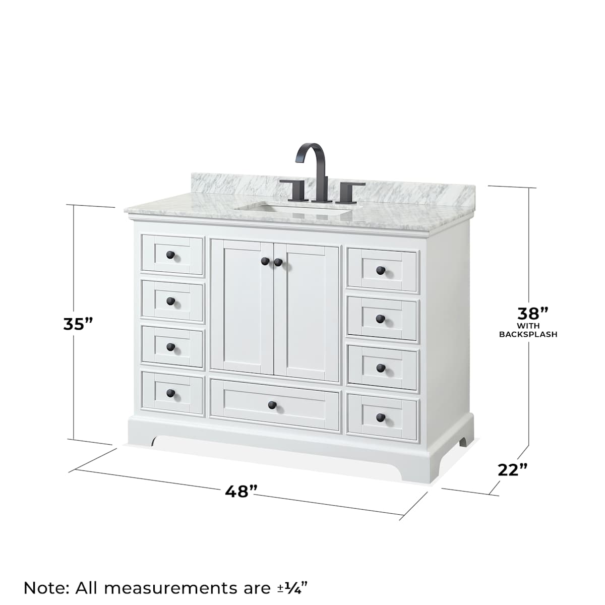 Deborah 48" Free Standing Single Vanity Set with Wood Cabinet, Marble Vanity Top, and Framed Mirror