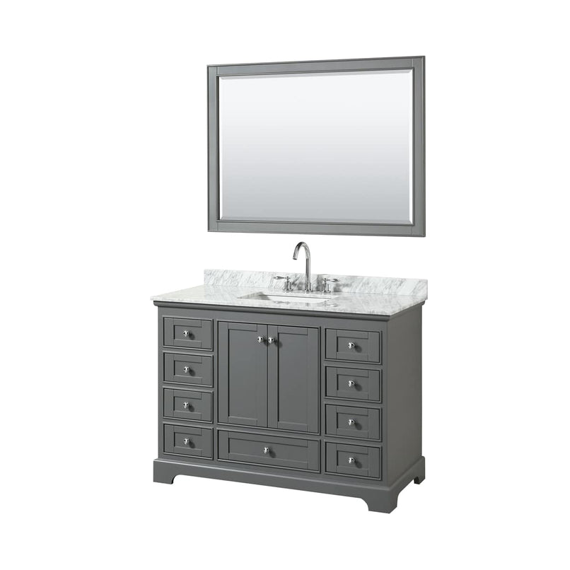 Deborah 48" Free Standing Single Vanity Set with Wood Cabinet, Marble Vanity Top, and Framed Mirror - image 12