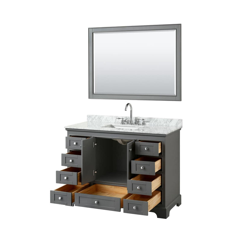 Deborah 48" Free Standing Single Vanity Set with Wood Cabinet, Marble Vanity Top, and Framed Mirror - image 13