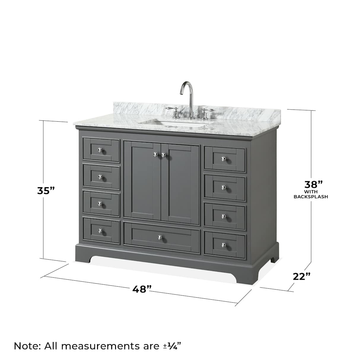Deborah 48" Free Standing Single Vanity Set with Wood Cabinet, Marble Vanity Top, and Framed Mirror - image 14