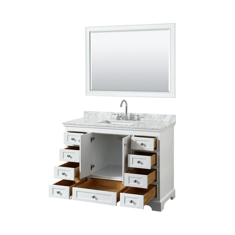 Deborah 48" Free Standing Single Vanity Set with Wood Cabinet, Marble Vanity Top, and Framed Mirror - image 16