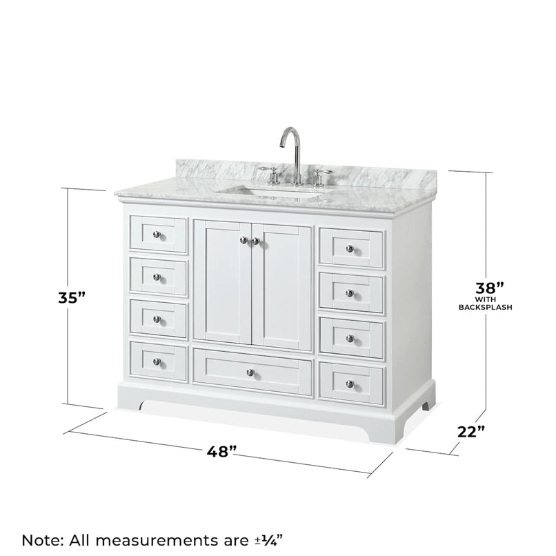 Deborah 48" Free Standing Single Vanity Set with Wood Cabinet, Marble Vanity Top, and Framed Mirror - image 17
