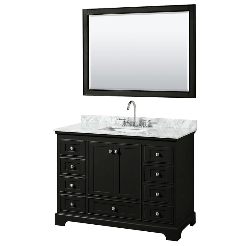 Deborah 48" Free Standing Single Vanity Set with Wood Cabinet, Marble Vanity Top, and Framed Mirror - image 18