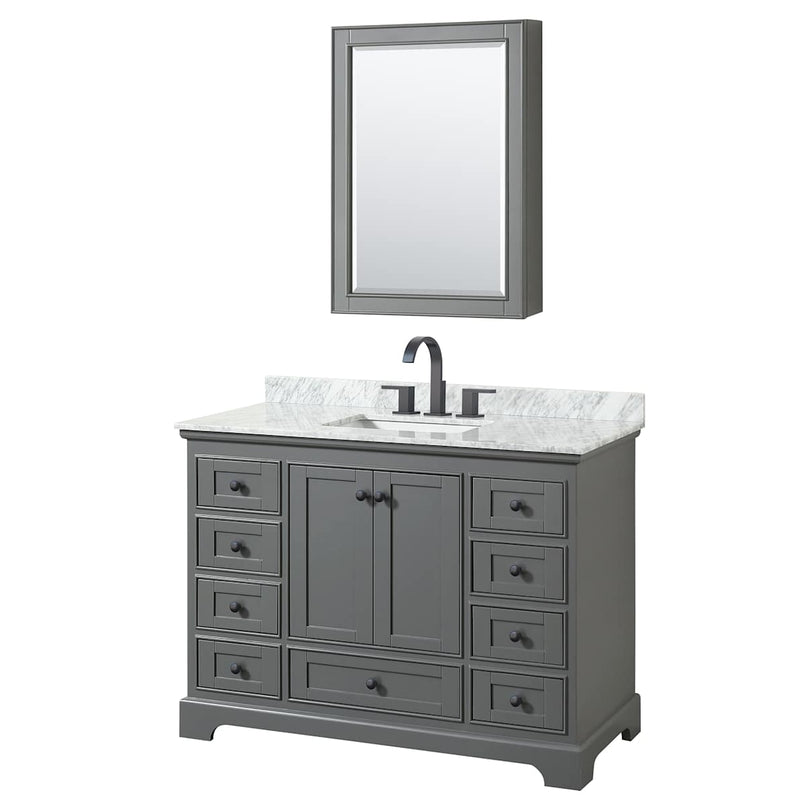 Deborah 48" Free Standing Single Vanity Set with Wood Cabinet, Marble Vanity Top, and Medicine Cabinet - image 2