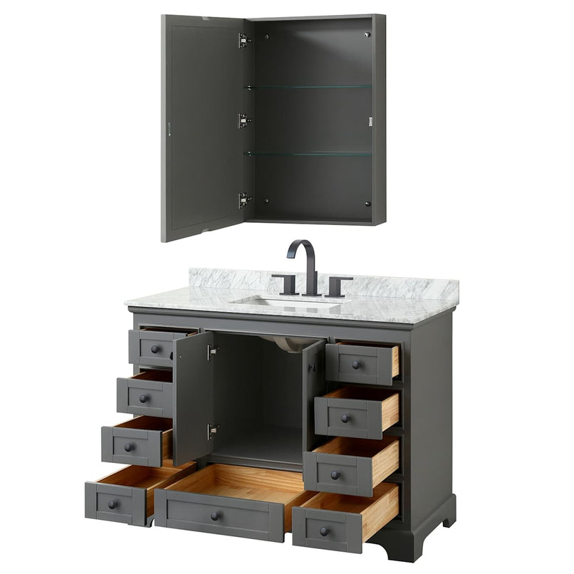 Deborah 48" Free Standing Single Vanity Set with Wood Cabinet, Marble Vanity Top, and Medicine Cabinet - image 3