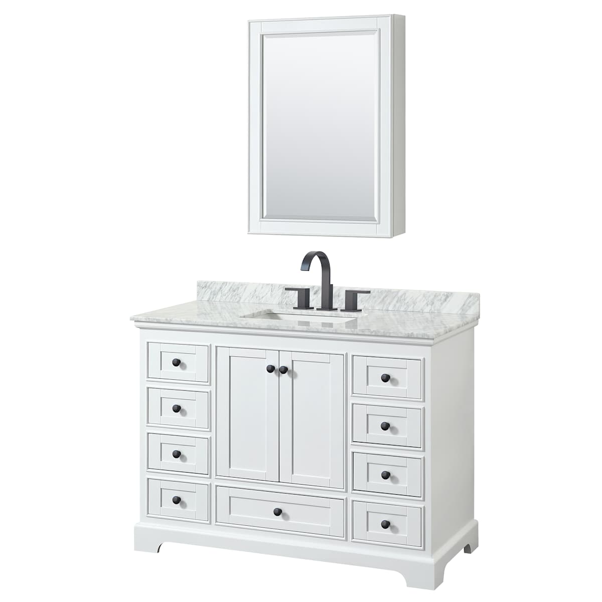 Deborah 48" Free Standing Single Vanity Set with Wood Cabinet, Marble Vanity Top, and Medicine Cabinet