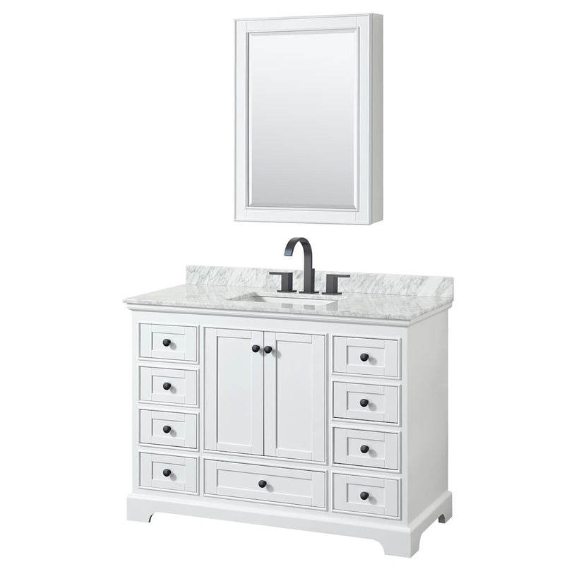 Deborah 48" Free Standing Single Vanity Set with Wood Cabinet, Marble Vanity Top, and Medicine Cabinet - image 8